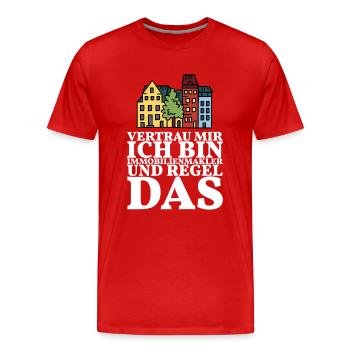 Der Immobilienmakler regelt das - Männer Premium Bio T-Shirt - Rot - Vorne - Damien (186cm)