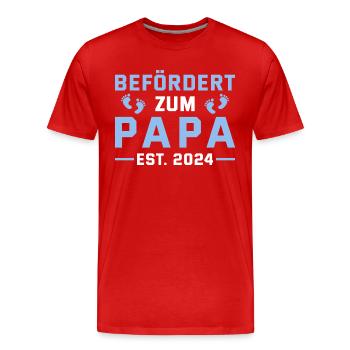 Vater Babyparty 2024 Werdender Papa - Männer Premium Bio T-Shirt - Rot - Vorne - Damien (186cm)