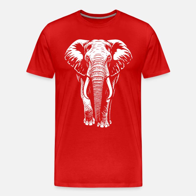 Elefant - Großwild, Stoßzahn, Elfenbein - Männer Premium Bio T-Shirt - Rot