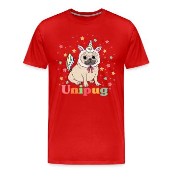Unipug-Grafik - Männer Premium Bio T-Shirt - Rot - Vorne - Damien (186cm)