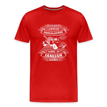 Januar Geburtstag Abschlepper - Männer Premium Bio T-Shirt - Rot - Vorne - Damien (186cm)