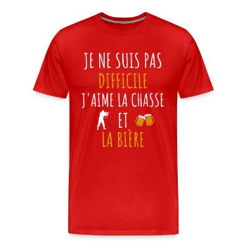 j'aime la chasse et la bière cadeau humour - T-shirt bio Premium Homme - rouge - Devant - Damien (186cm)