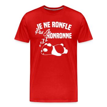 Je ne ronfle pas je ronronne - T-shirt bio Premium Homme - rouge - Devant - Damien (186cm)