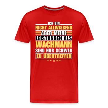 Unübertroffene Leistung als Wachmann - Männer Premium Bio T-Shirt - Rot - Vorne - Damien (186cm)