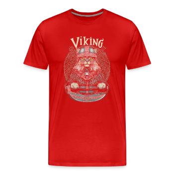 Viking Viking Wikinger Valhalla Katze Cat - Men's Premium Organic T-Shirt - red - Front - Damien (186cm)