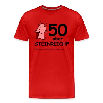 50 but STEINREICH V2 - Men's Premium Organic T-Shirt - red - Front - Damien (186cm)