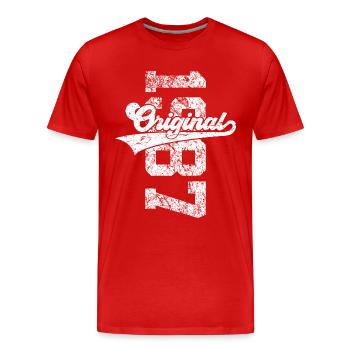 39. GEBURTSTAG ORIGINAL 1987 - Männer Premium Bio T-Shirt - Rot - Vorne - Damien (186cm)