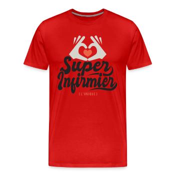 Super Infirmier l unique cadeau infirmier - T-shirt bio Premium Homme - rouge - Devant - Damien (186cm)