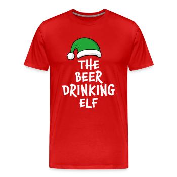 L’elfe buveur de bière - T-shirt bio Premium Homme - rouge - Devant - Damien (186cm)