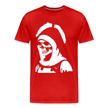 Erkunde das Unbekannte mit dem faszinierenden Horror Nun, S - Männer Premium Bio T-Shirt - Rot - Vorne - Damien (186cm)
