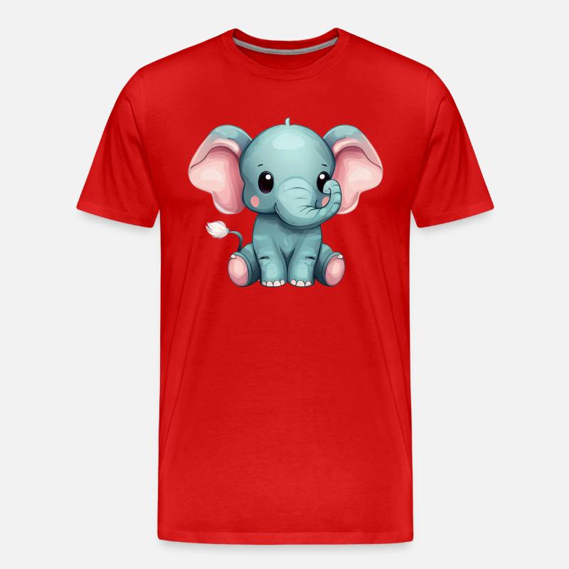 Süßer Sitzender Grauer Elefant - Männer Premium Bio T-Shirt - Rot