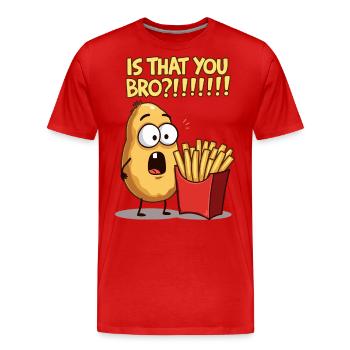 Pomme de terre rencontre frites - T-shirt bio Premium Homme - rouge - Devant - Damien (186cm)
