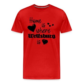 Zuhause in Wolfsburg - Home is where Wolfsburg is - Männer Premium Bio T-Shirt - Rot - Vorne - Damien (186cm)
