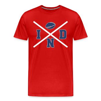 Croix d’Indianapolis - T-shirt bio Premium Homme - rouge - Devant - Damien (186cm)