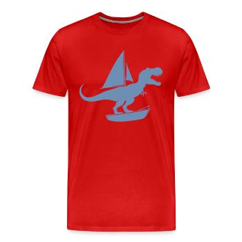 Minimalistische Jolle mit T-Rex Sommer - Männer Premium Bio T-Shirt - Rot - Vorne - Damien (186cm)