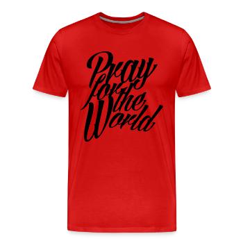 PRIEZ POUR LE MONDE - T-shirt bio Premium Homme - rouge - Devant - Damien (186cm)
