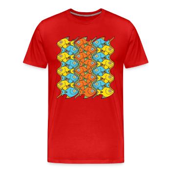 Something is Nicely Fishy Here! - Men's Premium Organic T-Shirt - red - Front - Damien (186cm)