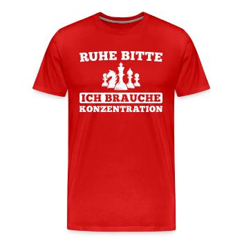 Schachspieler Ich brauche Konzentration Schach - Männer Premium Bio T-Shirt - Rot - Vorne - Damien (186cm)