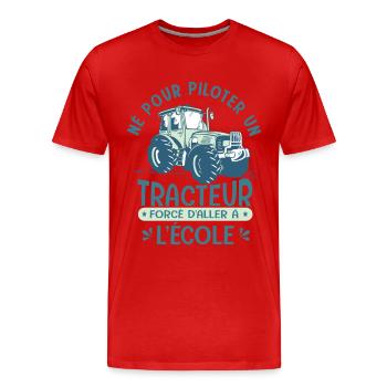 Agriculture né pour conduire tracteur agriculteur - T-shirt bio Premium Homme - rouge - Devant - Damien (186cm)