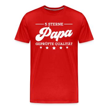 Vatertag Geschenk 5 Sterne Papa - Männer Premium Bio T-Shirt - Rot - Vorne - Damien (186cm)