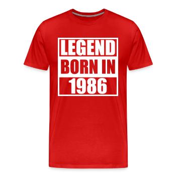 1986 - Anniversaire Bday - T-shirt bio Premium Homme - rouge - Devant - Damien (186cm)