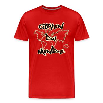 citoyen du monde - T-shirt bio Premium Homme - rouge - Devant - Damien (186cm)
