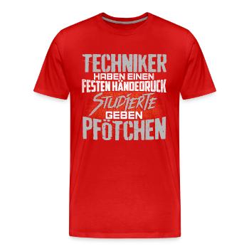 TECHNIKER - fest - Männer Premium Bio T-Shirt - Rot - Vorne - Damien (186cm)