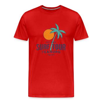 Surf tour Teahupoo Tahiti - T-shirt bio Premium Homme - rouge - Devant - Damien (186cm)