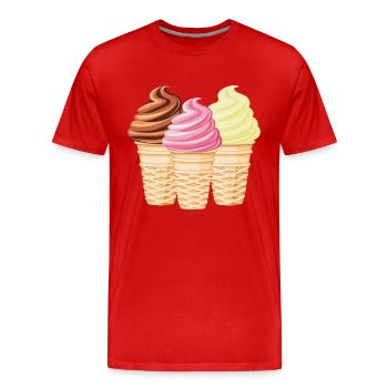 Softeis Vanille Schokolade Erdbeere - Männer Premium Bio T-Shirt - Rot - Vorne - Damien (186cm)