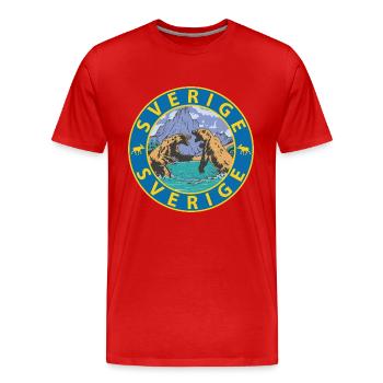 Suède - T-shirt bio Premium Homme - rouge - Devant - Damien (186cm)