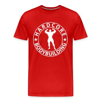 Hardcore Bodybuilding - Männer Premium Bio T-Shirt - Rot - Vorne - Damien (186cm)