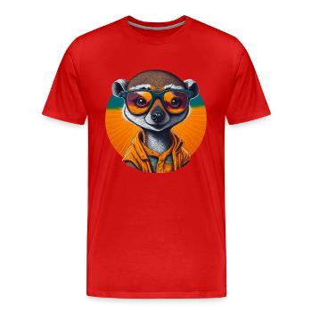 Suricate au look cool | Suricates de lunettes de soleil - T-shirt bio Premium Homme - rouge - Devant - Damien (186cm)