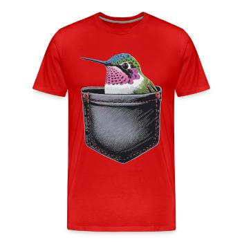 Kolibri - Männer Premium Bio T-Shirt - Rot - Vorne - Damien (186cm)