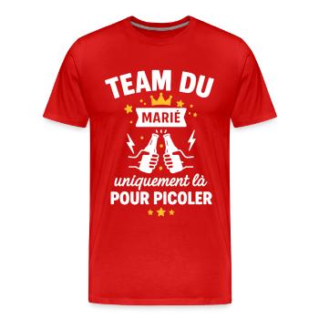 Team du marié EVG enterrement vie de garçon - T-shirt bio Premium Homme - rouge - Devant - Damien (186cm)