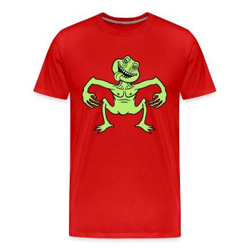 verrueckt daemon gnom klein horror halloween gesic - Männer Premium Bio T-Shirt - Rot - Vorne - Damien (186cm)
