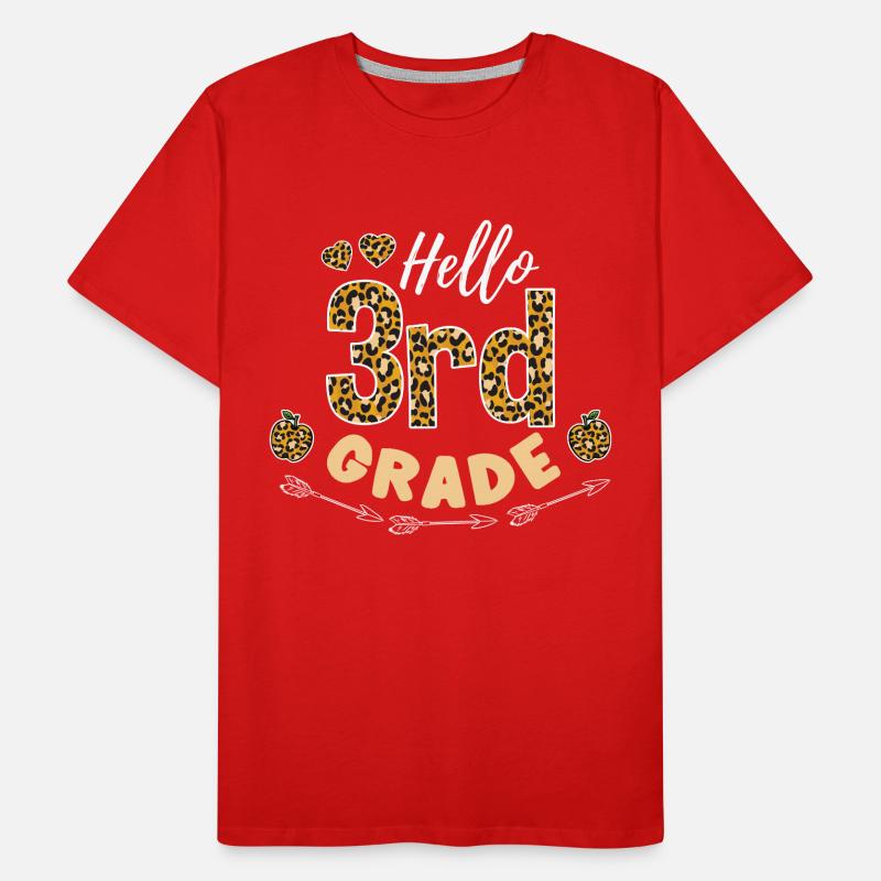Hello 3rd Grade Leopard Teacher Men's Premium Organic T-Shirt
