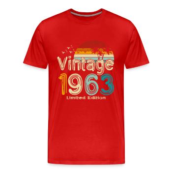 1963 Born Vintage Birthday Retro - Men's Premium Organic T-Shirt - red - Front - Damien (186cm)
