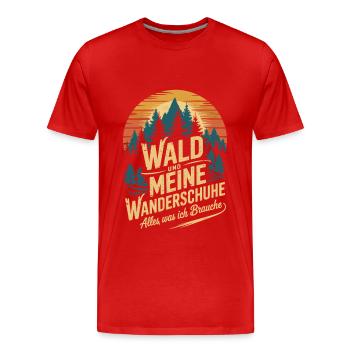Wandern Wald Berge Wanderschuhe Spruch - Männer Premium Bio T-Shirt - Rot - Vorne - Damien (186cm)