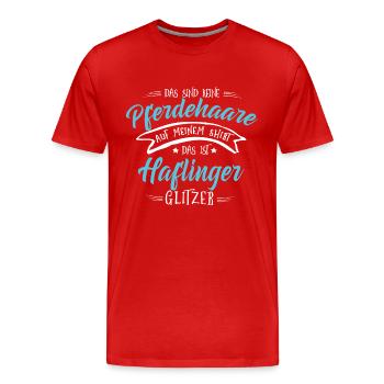 Haflinger Pferde Shirt-Glitzer - Männer Premium Bio T-Shirt - Rot - Vorne - Damien (186cm)