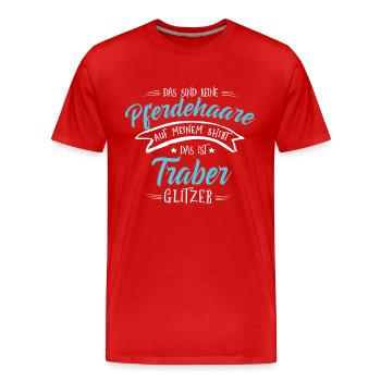 Traber Pferde Shirt-Glitzer - Männer Premium Bio T-Shirt - Rot - Vorne - Damien (186cm)