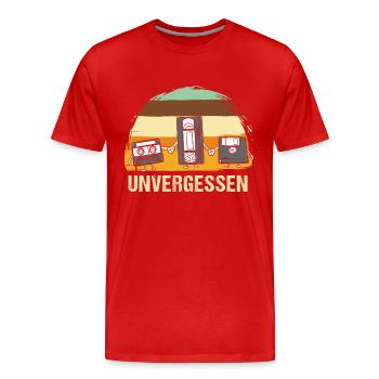 UNFORGETTABLE NEVER FORGET Retro Design Cassette - Men's Premium Organic T-Shirt - red - Front - Damien (186cm)