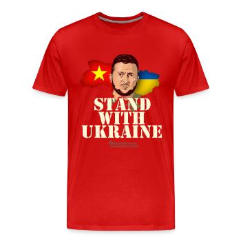 Vietnam Stand with Ukraine - Männer Premium Bio T-Shirt - Rot - Vorne - Damien (186cm)