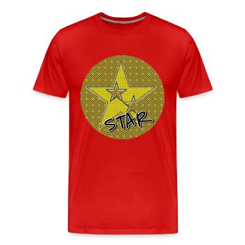 STAR (Poupe) - Club WoW - T-shirt bio Premium Homme - rouge - Devant - Damien (186cm)
