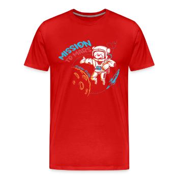 Brave Space Astronaute Bear Graphic - T-shirt bio Premium Homme - rouge - Devant - Damien (186cm)