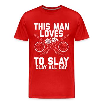 Tontaubenschießen | Skeet Schießsport Geschenkidee - Männer Premium Bio T-Shirt - Rot - Vorne - Damien (186cm)