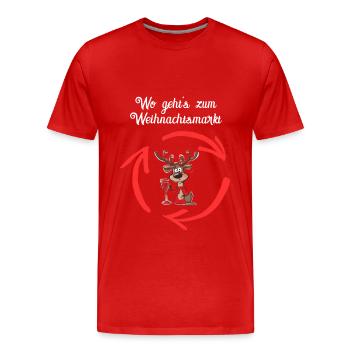 Weihnachtsmarkt Weihnachten Glühwein Rentier - Männer Premium Bio T-Shirt - Rot - Vorne - Damien (186cm)