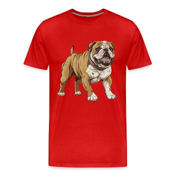 Bulldog Hund - Männer Premium Bio T-Shirt - Rot - Vorne - Damien (186cm)