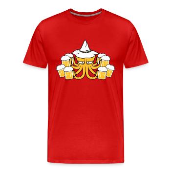 beer booze drink thirst party celebrate - Men's Premium Organic T-Shirt - red - Front - Damien (186cm)