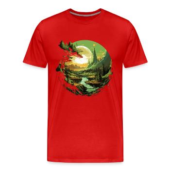 Von der Natur inspirierte landschaftliche Kunst - Männer Premium Bio T-Shirt - Rot - Vorne - Damien (186cm)
