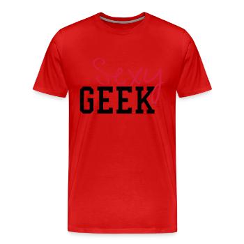 Sexy Geek - Men's Premium Organic T-Shirt - red - Front - Damien (186cm)
